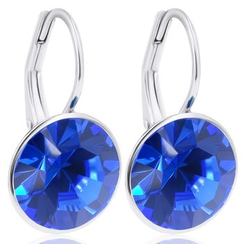 Silberohrringe 925 Blau Kristalle Sapphire Klappverschluß Ohrringe für Frauen NOBEL SCHMUCK