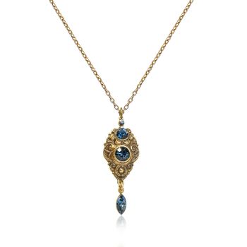 Jugendstil Kette Gold Blau - Damen Halskette NOBEL SCHMUCK