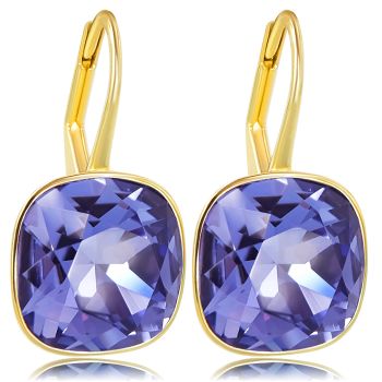 925 Damen Ohrringe Gold Tanzanite Kristalle Silberschmuck vergoldet Damen Ohrhänger großer Stein NOBEL SCHMUCK