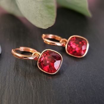 Rosegold Ohrringe Creolen Rot Markenkristalle Ohrringe 925 Sterling Silber vergoldet NOBEL SCHMUCK
