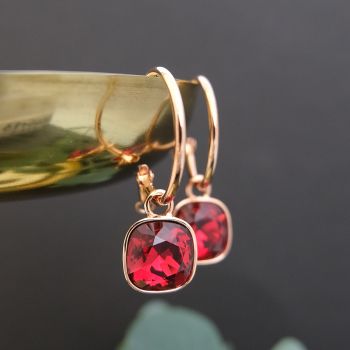 Rosegold Creolen Charm Anhänger Markenkristalle Ohrringe 925 Sterling NOBEL SCHMUCK