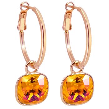 Rosegold Creolen Charm Anhänger Markenkristalle Orange Ohrringe 925 Sterling NOBEL SCHMUCK