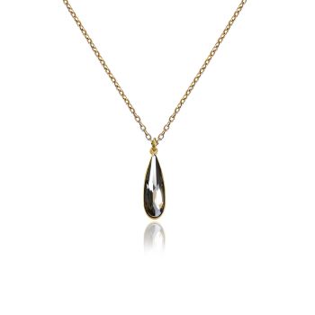 Goldene Halskette Tropfen Kristall Silver Night Grau NOBEL SCHMUCK