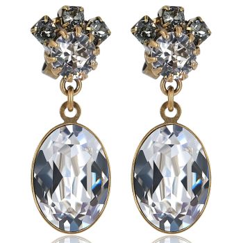 Vintage Ohrringe Gold Kristalle Ovalschliff Krone Damen Ohrringe NOBEL SCHMUCK