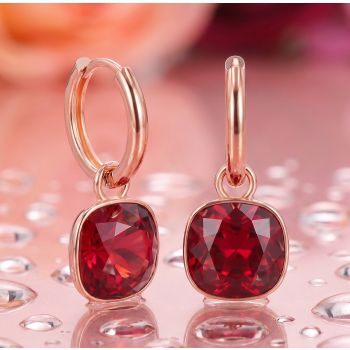 Rosegold Ohrringe Creolen Rot Markenkristalle Ohrringe 925 Sterling Silber vergoldet NOBEL SCHMUCK
