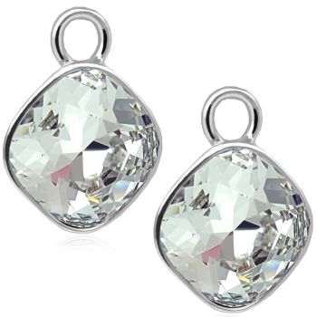 Charm Anhänger 2 Stück 925 Sterling Silber für Creolen Kristalle NOBEL SCHMUCK