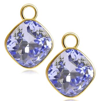 Charm Anhänger 2 Stück Gold 925 Sterling Silber Lila für Creolen Markenkristalle NOBEL SCHMUCK® 
