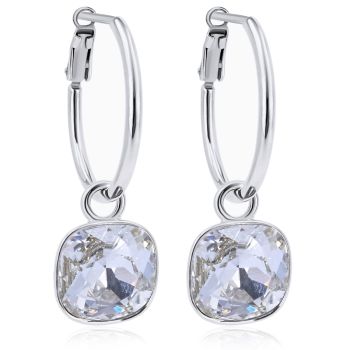 Silber-Creolen 925 Sterling mit Charm Anhänger Kristall Ohrringe NOBEL SCHMUCK
