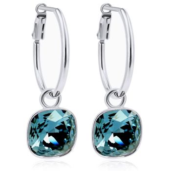 Silber-Creolen 925 Sterling Silver Anhänger Markenkristalle Denim Blue Ohrringe NOBEL SCHMUCK