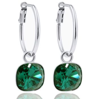 Silber-Creolen 925 Sterling Silver Anhänger Grün Markenkristalle Ohrringe NOBEL SCHMUCK