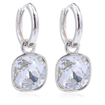 Silber-Creolen Charm Anhänger Marken Kristallen Ohrringe 925 Sterling NOBEL SCHMUCK
