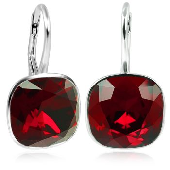 Silber Ohrringe 925 Marken Kristalle Siam Rot Klappverschluss NOBEL SCHMUCK