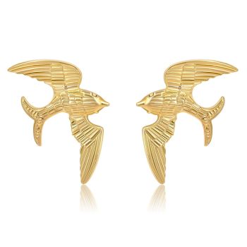 925 Ohrstecker Gold Schwalbe Damen Ohrringe Glücksbringer NOBEL SCHMUCK