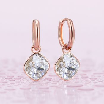 Rosegold Creolen Charm Anhänger Marken Kristalle Ohrringe 925 Sterling NOBEL SCHMUCK