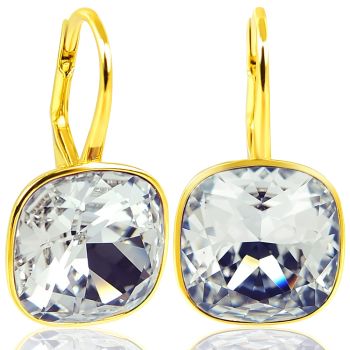 Goldene Kristall Ohrringe Damen kurze Ohrhänger Markenkristalle 925 Silber NOBEL SCHMUCK