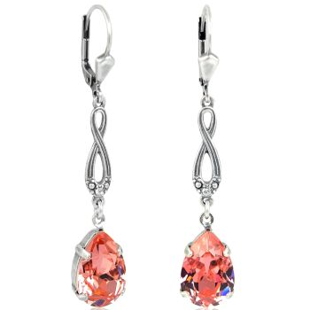 Jugendstil Ohrringe Silber Kristallen aus Österreich Ohrhänger Rose Peach NOBEL SCHMUCK 