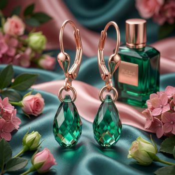 Ohrringe Rosegold Tropfen Markenkristalle 925 Sterling Silber Grün NOBEL SCHMUCK