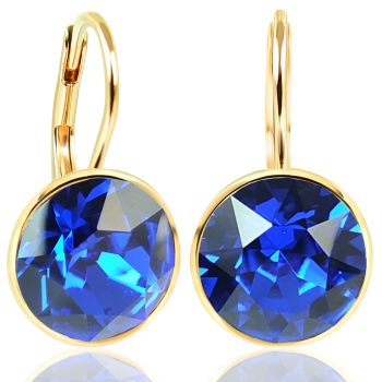 925 Ohrringe Gold Sapphire Marken-Kristalle aus Österreich Silberohrringe vergoldet NOBEL SCHMUCK