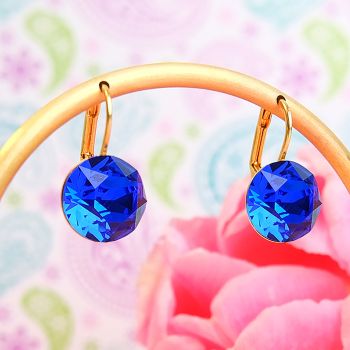 Ohrhänger Gold mit Swarovski Kristalle Majestic Blue Ohrringe Blau NOBEL SCHMUCK