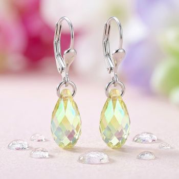 Ohrringe Ohrhänger Tropfen 925 Sterling Silber Kristalle Luminous Green NOBEL SCHMUCK