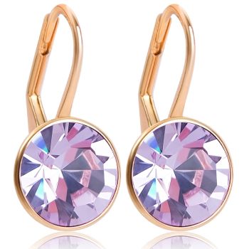 NOBEL SCHMUCK Ohrringe Rosegold Flieder Marken Kristalle 925 Sterling Silber Violet Klappverschluß