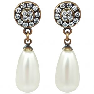 Perlen Ohrringe mit Markenkristallen Gold Viele Farben NOBEL SCHMUCK