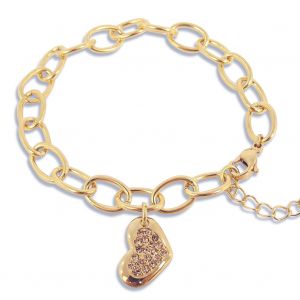 Bettelarmband Armband Herz mit Markenkristallen Gold NOBEL SCHMUCK-1