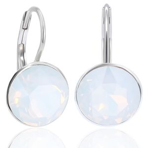 925 Silber-Ohrringe White Opal mit Kristallen 925 Sterling Silver NOBEL SCHMUCK