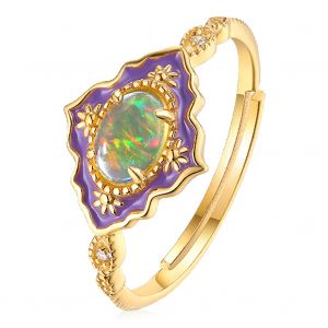 Ring äthiopischer Opal 925 Silber vergoldet NOBEL SCHMUCK