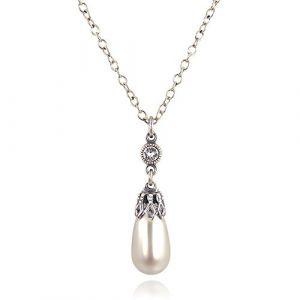 Perlenkette mit Kristall Silber Vintageschmuck von NOBEL SCHMUCK
