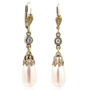 Perlen-Ohrringe mit Markenkristallen Gold Rosa NOBEL SCHMUCK