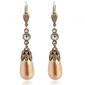 Vintage Perlen-Ohrringe mit Markenkristallen Gold Viele Farben NOBEL SCHMUCK