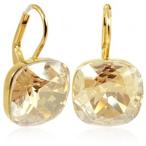Goldene Kristall Ohrringe Damen kurze Ohrhänger mit Stein von NOBEL SCHMUCK