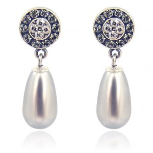 Ohrstecker Perle mit Markenkristallen Silber Viele Farben NOBEL SCHMUCK