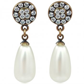 Perlen Ohrringe mit Markenkristallen Gold Viele Farben NOBEL SCHMUCK