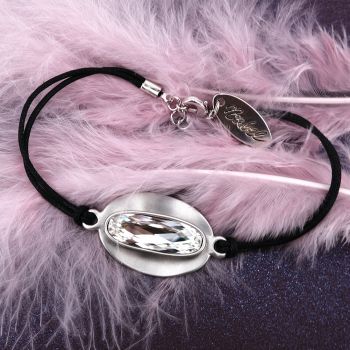 Armband Damen Leder Silber mit Kristall von Swarovski NOBEL SCHMUCK