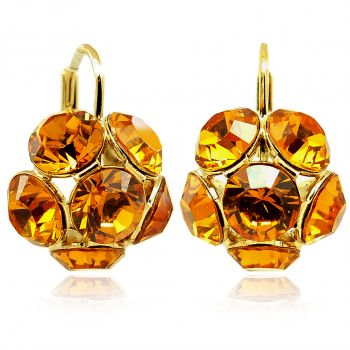 Blüten-Ohrringe mit Markenkristallen Gold Viele Farben NOBEL SCHMUCK