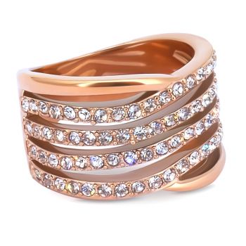 Damen-Ring breit Rosegold mit Markenkristallen Crystal NOBEL SCHMUCK
