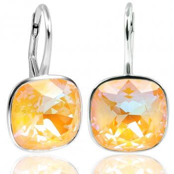 Ohrringe Silber 925 Orange mit Markenkristallen - minimalistisch NOBEL SCHMUCK