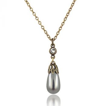 Perlenkette mit Markenkristallen Grau Gold NOBEL SCHMUCK