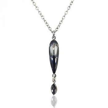 Damen-Kette Schwarz Silber Silver Night Halskette mit Swarovski Kristallen NOBEL SCHMUCK