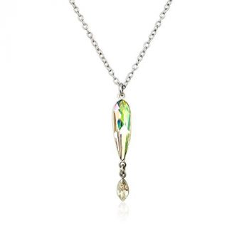 Kette Halskette mit Markenkristallen Grün Gelb Silber NOBEL SCHMUCK