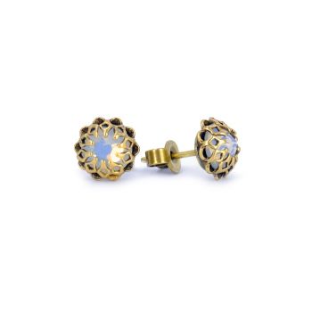 Ohrstecker Gold mit Swarovski Kristalle White Opal Romantische Ohrringe NOBEL SCHMUCK