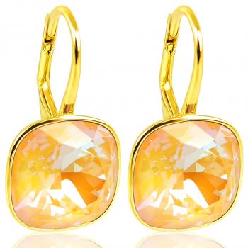 Ohrringe Orange Gold 925 Silber vergoldet Kristalle kurze Ohrhänger NOBEL SCHMUCK