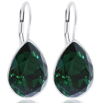 Emerald Ohrringe Silber Swarovski Kristalle Klappverschluß Tropfen NOBEL SCHMUCK