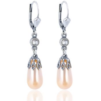 Perlen-Ohrringe Silber Kristalle und Perlen Light Peach Silberohrringe NOBEL SCHMUCK