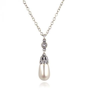 Perlenkette mit Kristall Silber Vintageschmuck von NOBEL SCHMUCK