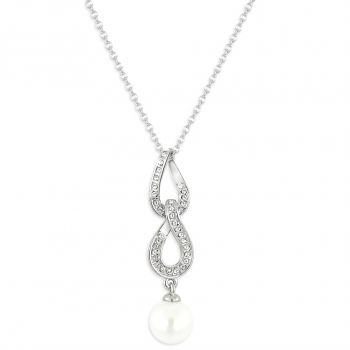 Perlen-Kette Markenkristalle Silber Weiß NOBEL SCHMUCK