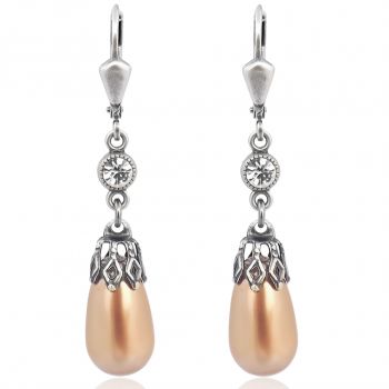 Perlen-Ohrringe mit Markenkristallen Silber Rose Gold Pearl NOBEL SCHMUCK