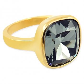 Damen-Ring Gold Schwarz mit Markenkristall NOBEL SCHMUCK